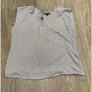 Banana Republic Rhinestone Sleeveless Top Tie Neckline Pullover Gray Size M